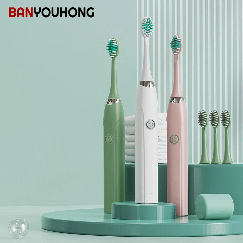 explosive adult electric toothbrush ultrasonic fully automatic waterproof multi stop soft bristle brush head usb charging Gift Home Vibrating Soft Hair Multi-stop Waterproof Multi-brush Head Charging Automatic Ultrasonic Adult Electric Toothbrush