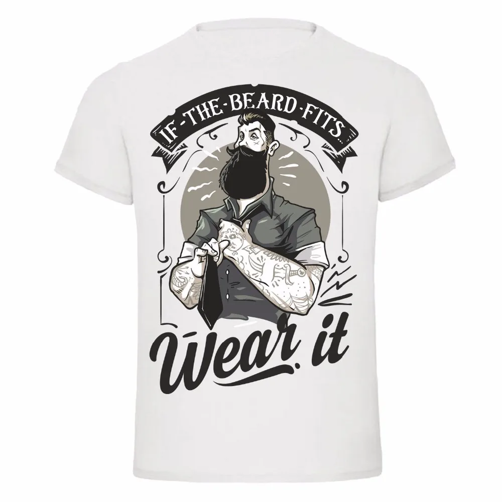 

Дизайнерская футболка, новая крутая Мужская футболка с коротким рукавом, надпись If The борода подходит для ношения, дизайнерская цифровая печать