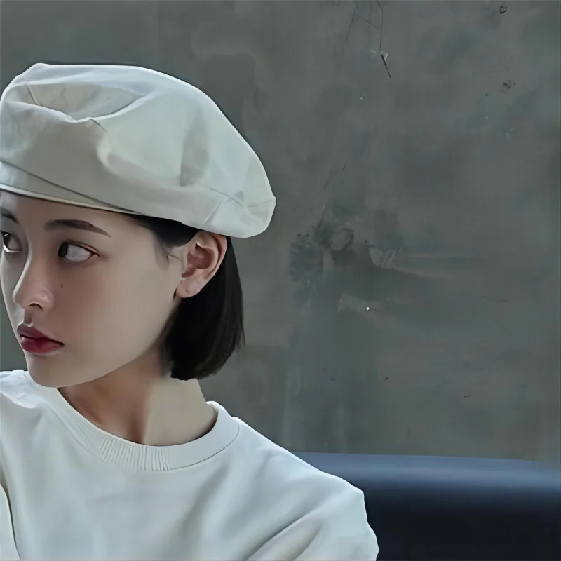 레저용 팔각형 모직 베레모, 한국 버전, 패셔너블하고 다목적, 심플한 블랙 화가 베레모, 영국 빈티지 모자, 편안함