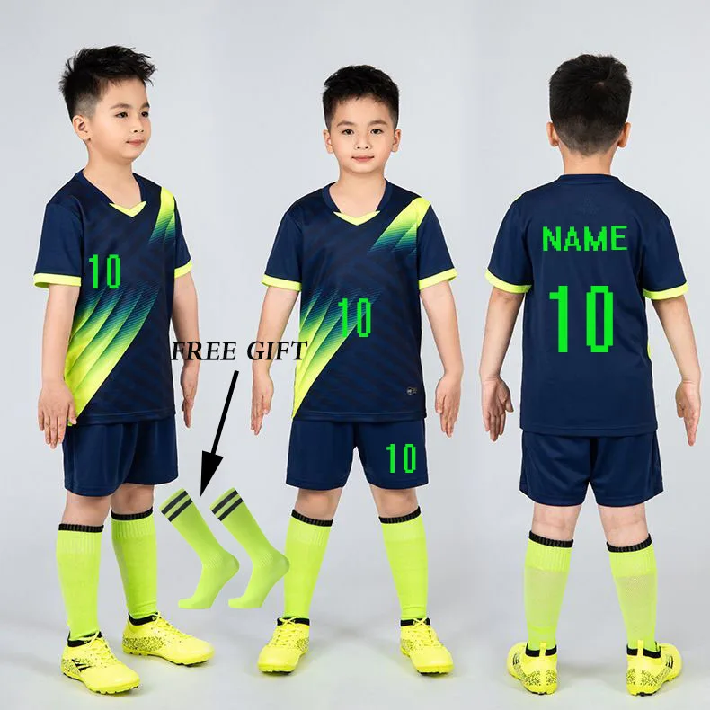 

Футболка для мальчиков, спортивный костюм, женская спортивная униформа, Детский жилет для игры в футбол, детский футбольный костюм, носки 1