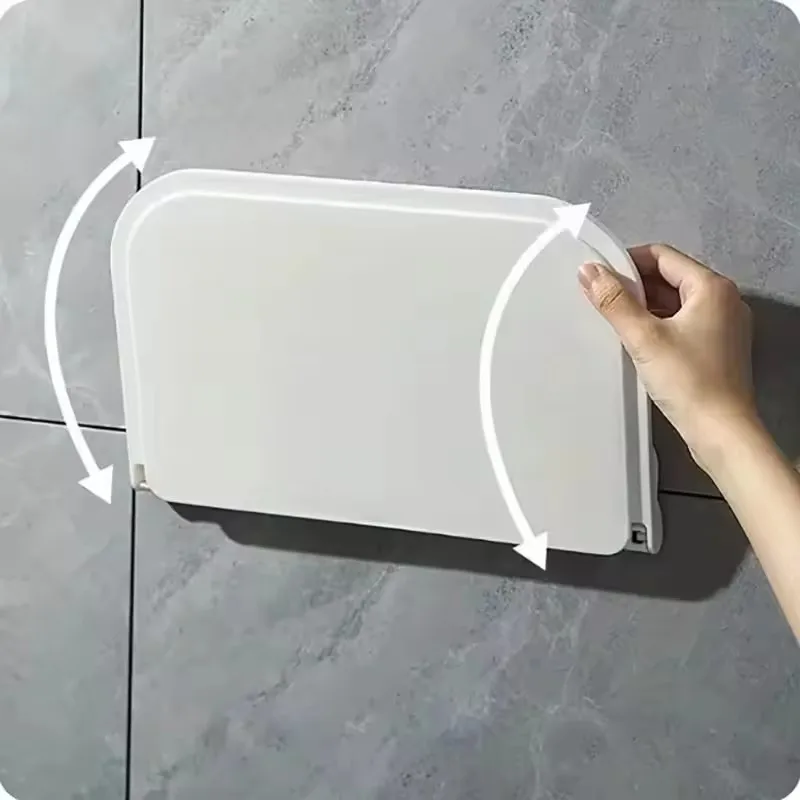 1pc Foldable Wall-mounted Shelf, For Bathroom, Toilet, Kitchen, Bedside, No Drilling Phone Storage, Wifi Router Storage 2