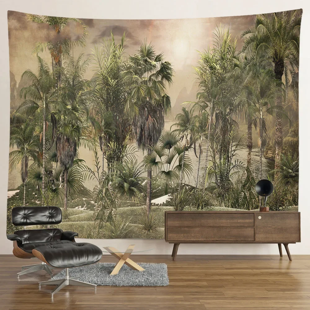 Forest Tree Plant Tapestry Vintage Tropical Plant Theme Wall Hanging Room Decor Aesthetic Tapestry Home Dorm Bedroom Decoration tapestry decor
