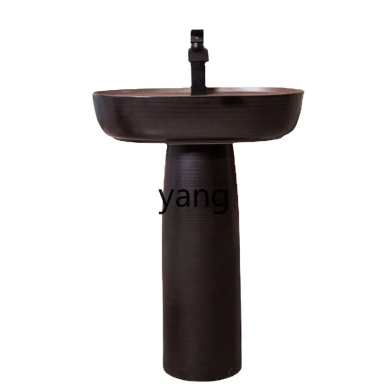 

CX Large Black Bathroom Cabinet Color Integrated Floor-Standing Column Washbasin Outdoor Wash Basin Courtyard