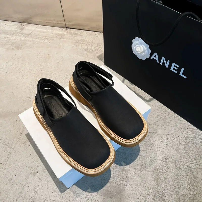 

Rome Sandals Slingback Women Shoes Back Strap Slippers Cover Toe Mules Tap Sandalias Suede Zapatos Para Mujeres Casual Low Heels