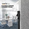 Room Divider Screen, Freestanding Privacy Partition Wall, Zipper Connected Panels with Wheels, Office Space Separator Light Gray 3
