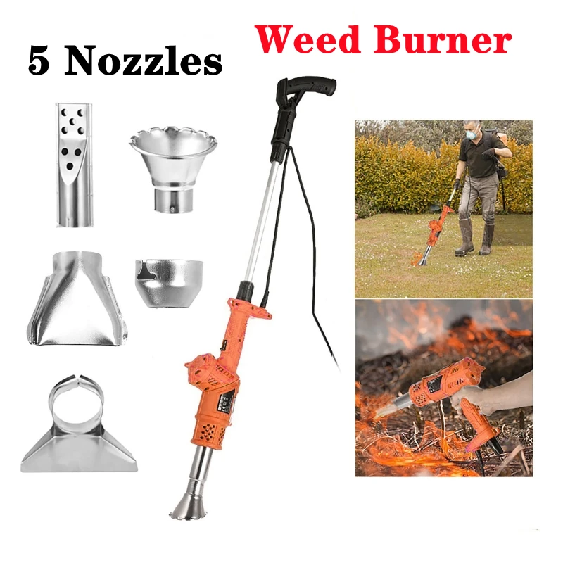 Electric Weed Burner 2000W Garden Weed Killer Thermal Weeding Stick Hot Air Weed Torch Kitchen Lighter BBQ Igniter Weeder Tool 2