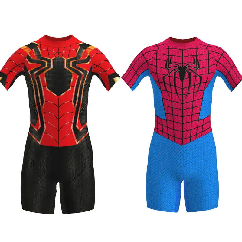 thumbnail image 3 of Traje de baño de Spiderman para niños y niñas con estampado 3D de Iron Man, traje de baño de superhéroe de manga corta para playa de verano, 3 of 6