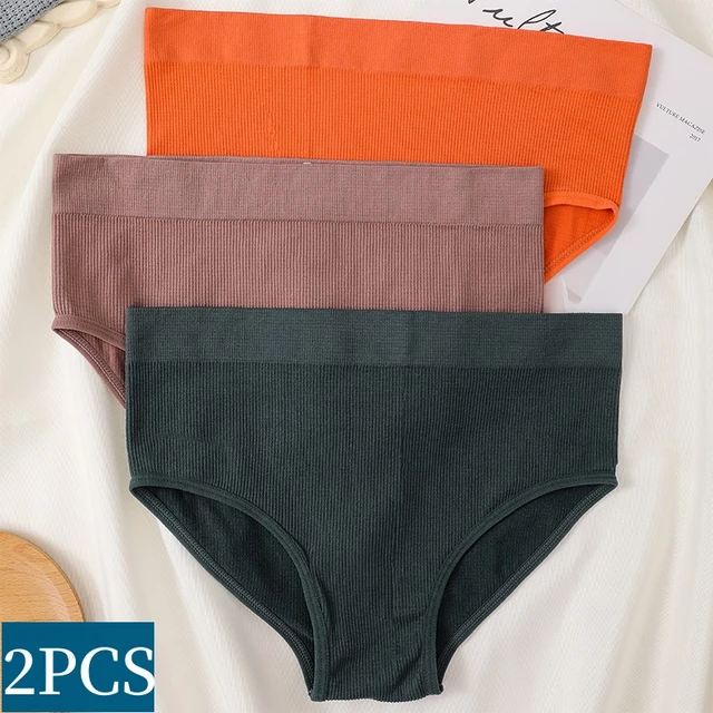 2PCS Seamless Briefs Panty Women High Waist Panties Female