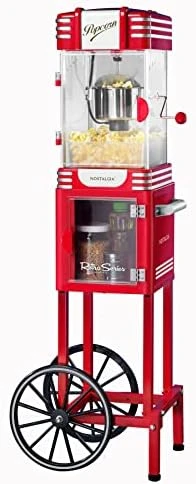 Nostalgia Electrics Vintage Series Commercial Kettle Popcorn Cart, Red