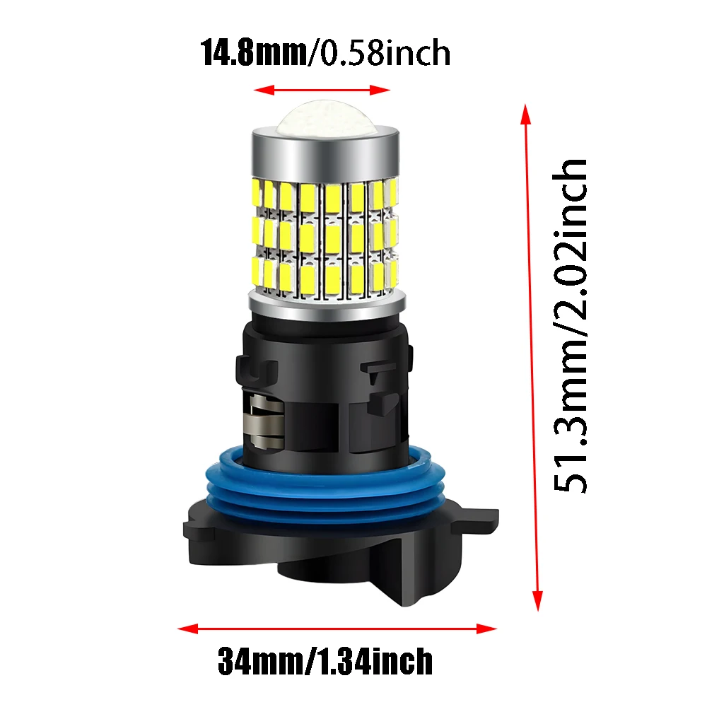 2x HP24W 전구 전면 안개등 48SMD 3014 주간 주행등 교체용 C5 모델 12V-24V 화이트 PG20-1 전구 극성 무관