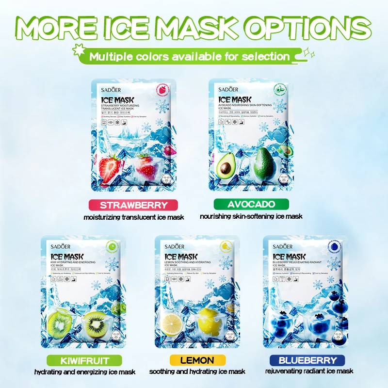5pcs SADOER Fruits Ice Face Mask Moisturizing Whitening Anti-Aging Anti Wrinkles Facial Masks Korean Skin Care Cosmetics