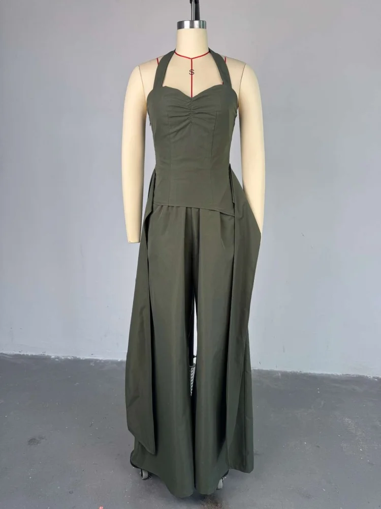 Wmstar Jumpsuit Women Solid Draped Sexy Fashion Wide Leg High Street Wear New Style New in Summer Wholesale Dropshipping