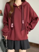 Casual Long Sve Hoodie Women's plus Size Embroidered Dstring Sweatirt Trendy Slimming Autumn Winter New Sle Streetwear