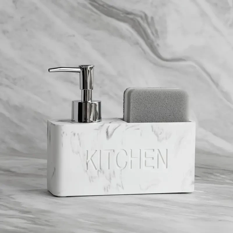 Multifunctional Soap Dispenser, Countertop Lotion Bottle with Sponge Holder, Bathroom Liquid Soap Dispenser, Practical Sink Refi