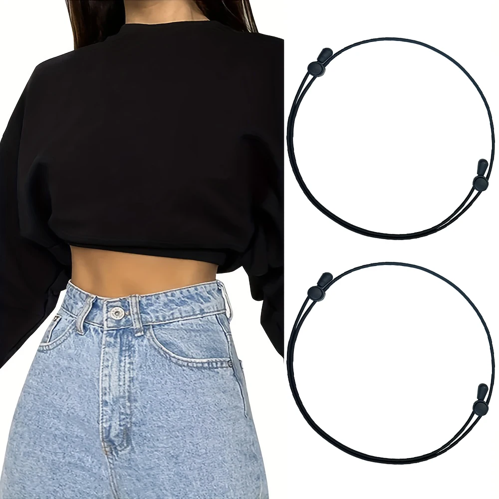 2er Pack verstellbares Band Crop Tuck Tool, schwarzes elastisches Crop Tuck für Pullover, Shirt, verstellbares Sommer band