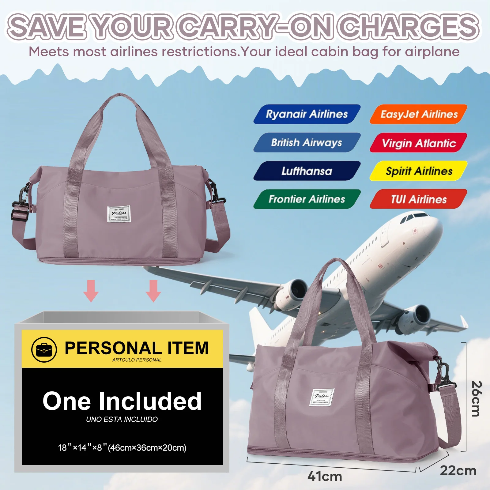 Travel Tote Bag, Lightweight Handbag Large Capacity Crossbody Shoulder Bag,  Business Trip Luggage Sports Bag, Gym Bag, Mom Bag