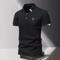 2024 été nouveaux hommes pur coton à manches courtes T-shirt pour hommes haut de gamme décontracté revers demi manches Polo hommes haut 4