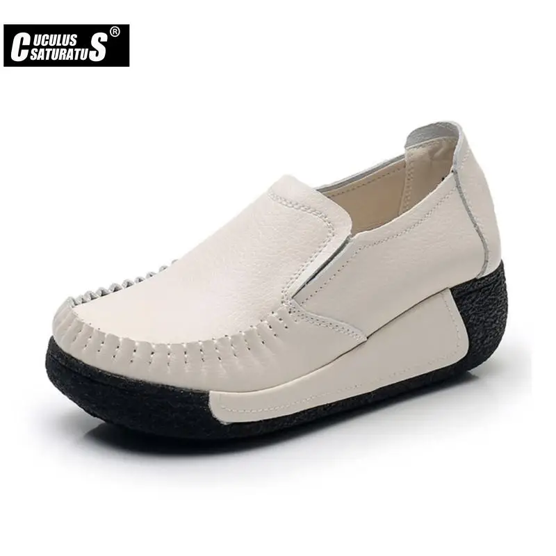 

Cuculus Women Flats Female Mother Genuin Leather Shoes Platform Slip On Moccasins Black Comfortable Soft Mujer Pregnant 6019