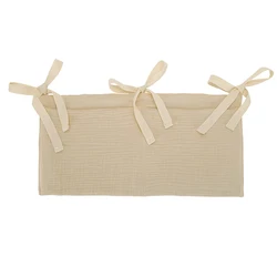 Cotton Double Pouch Baby Crib Storage Organizer (Khaki)