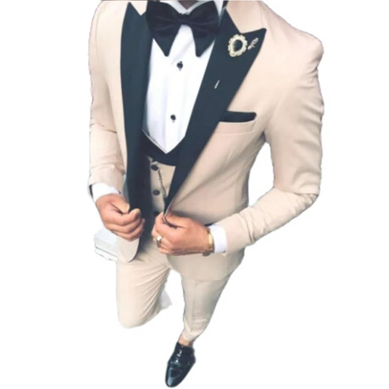 

New Fashion Costume Homme Peak Lapel Men's Suit 2024 Groom Wedding Jacket Business Dress 3 Piece Slim Fit Tuxedo Traje Hombre