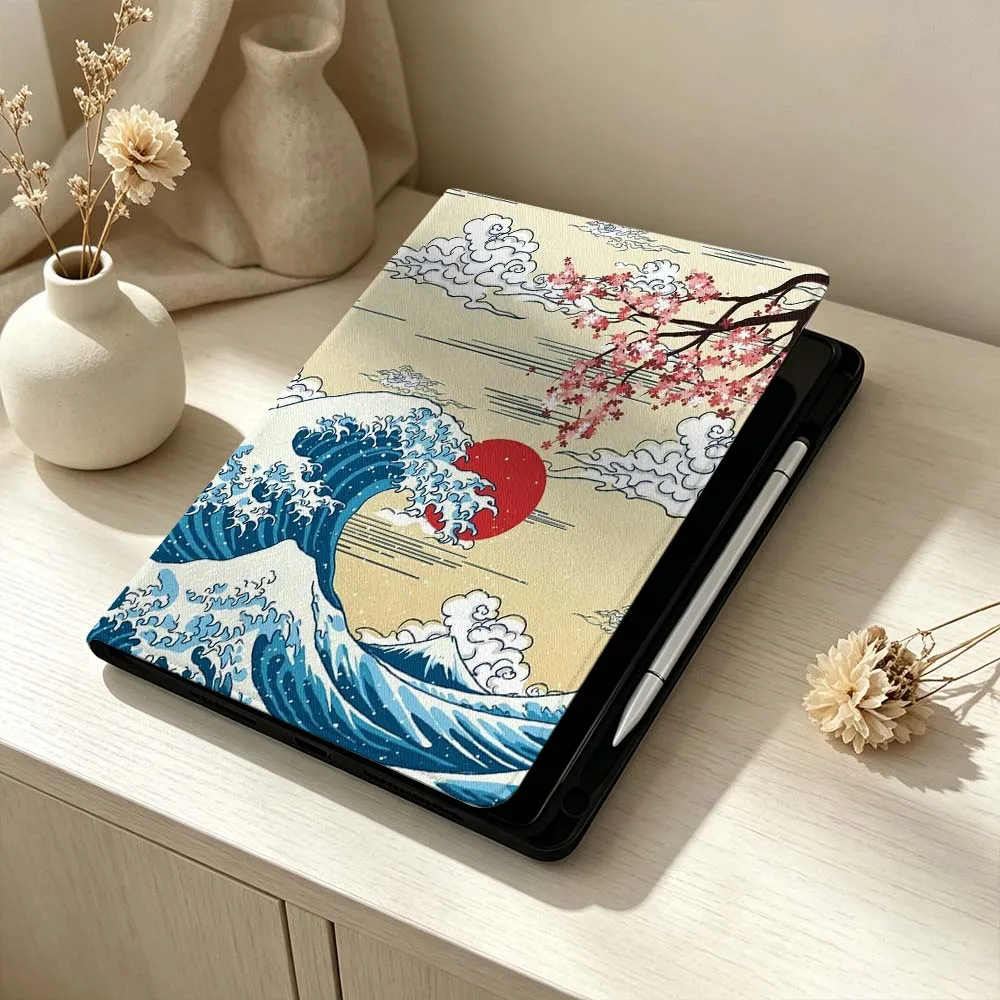 Cherry Blossom Wave Soft Pen Tray Tablet Case