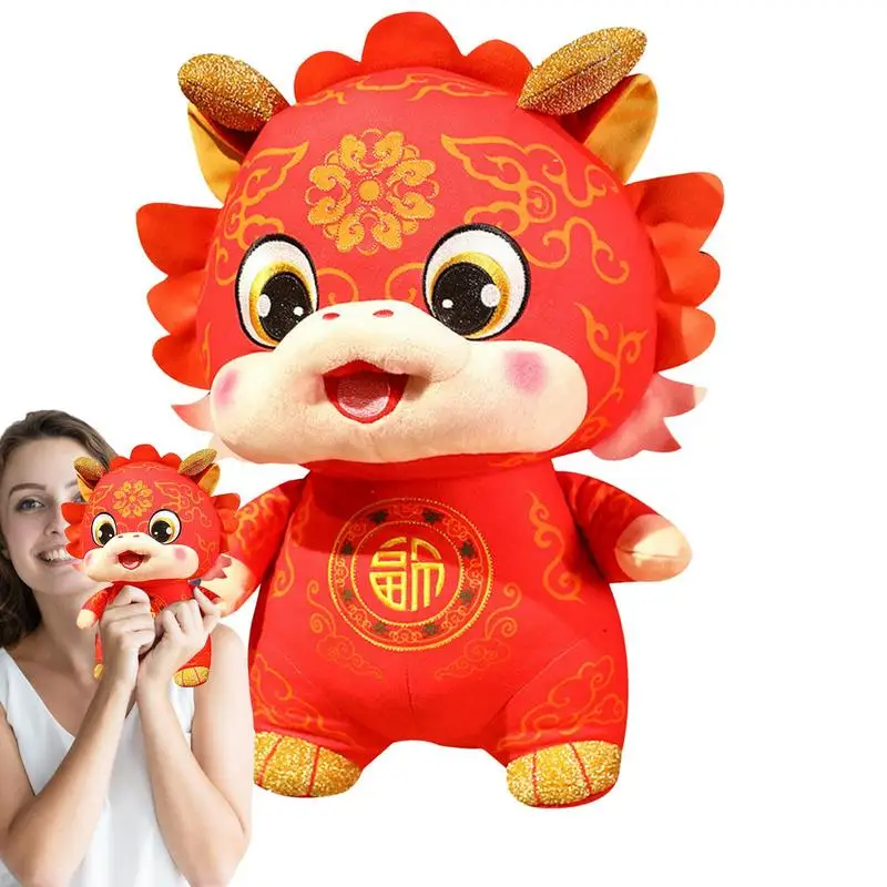 

Lucky Dragon Plush Chinese New Year Dragon Stuffed Animals 2024 Year Of The Dragon Mascot Red Chinese Dragon With FU Character
