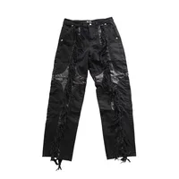 2024 New Blue Tassels Thug Club Tag Denim Zipper Slim Fit Straight PANT Jeans Cotton Denim Pants Casual Jeans Size 1 2 3 #N197 1