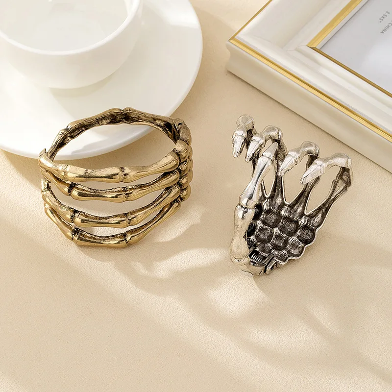Punk Dark Skull Ghost Claw Bracelet for Women Vintage Trendy Goth Men's Personality Hip-hop Bangles Halloween Gift 4