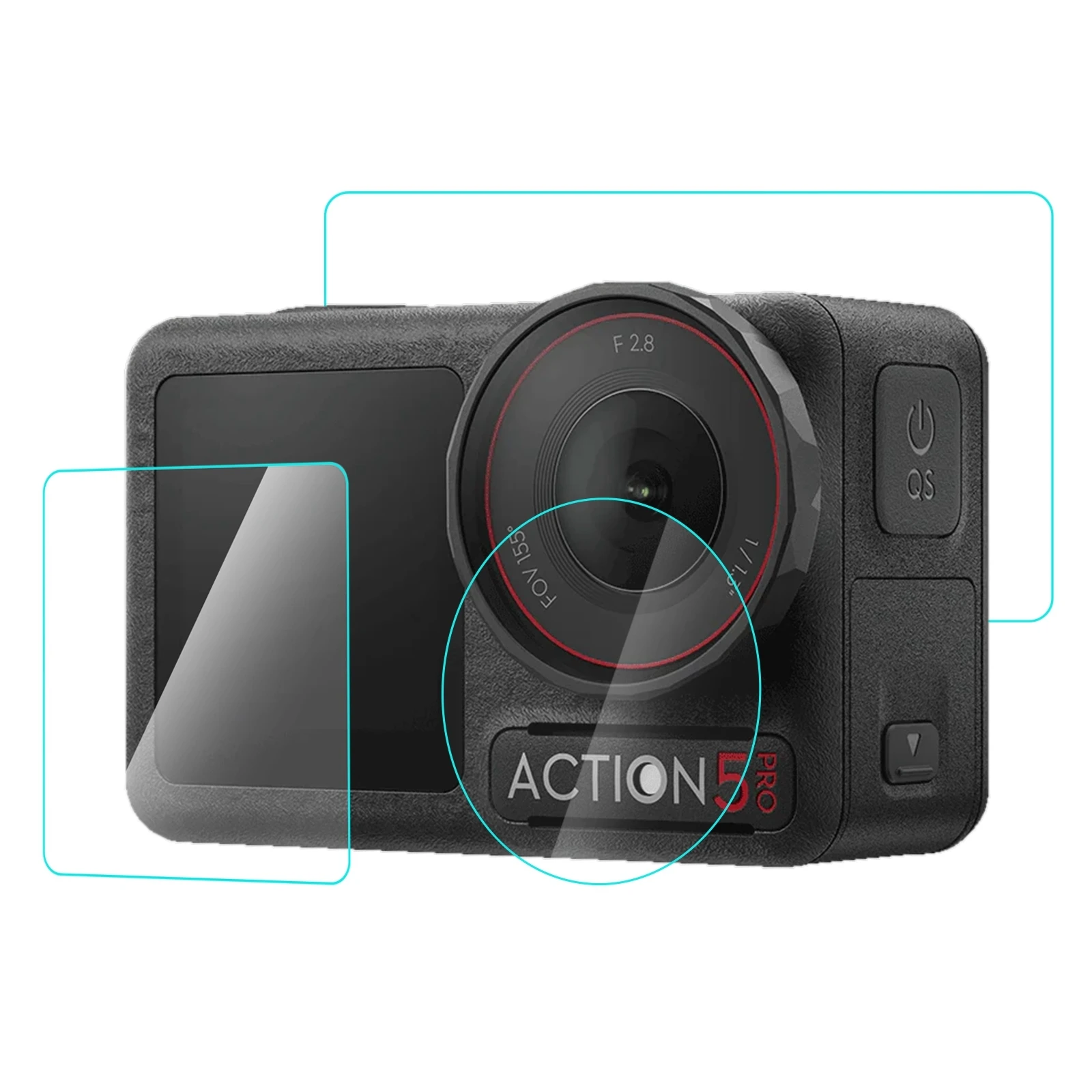 For DJI Osmo Action 5 Pro PULUZ 3-in-1 Lens Front and Back Screen Tempered Glass Explosion-proof Film