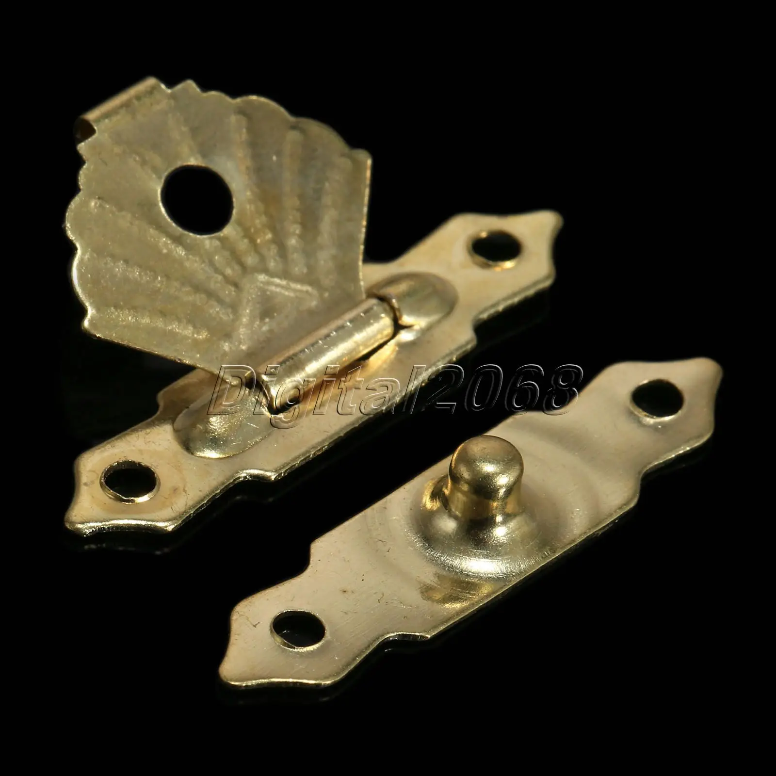 12Pcs Antique Brass Hasps Latch Lock Hooks Vintage 30mmx18mm Buckles Gold Decorative Mini Jewelry Gift Wine Wood Box Case Screws furniture hardware jewelry box hasps decorative latches
