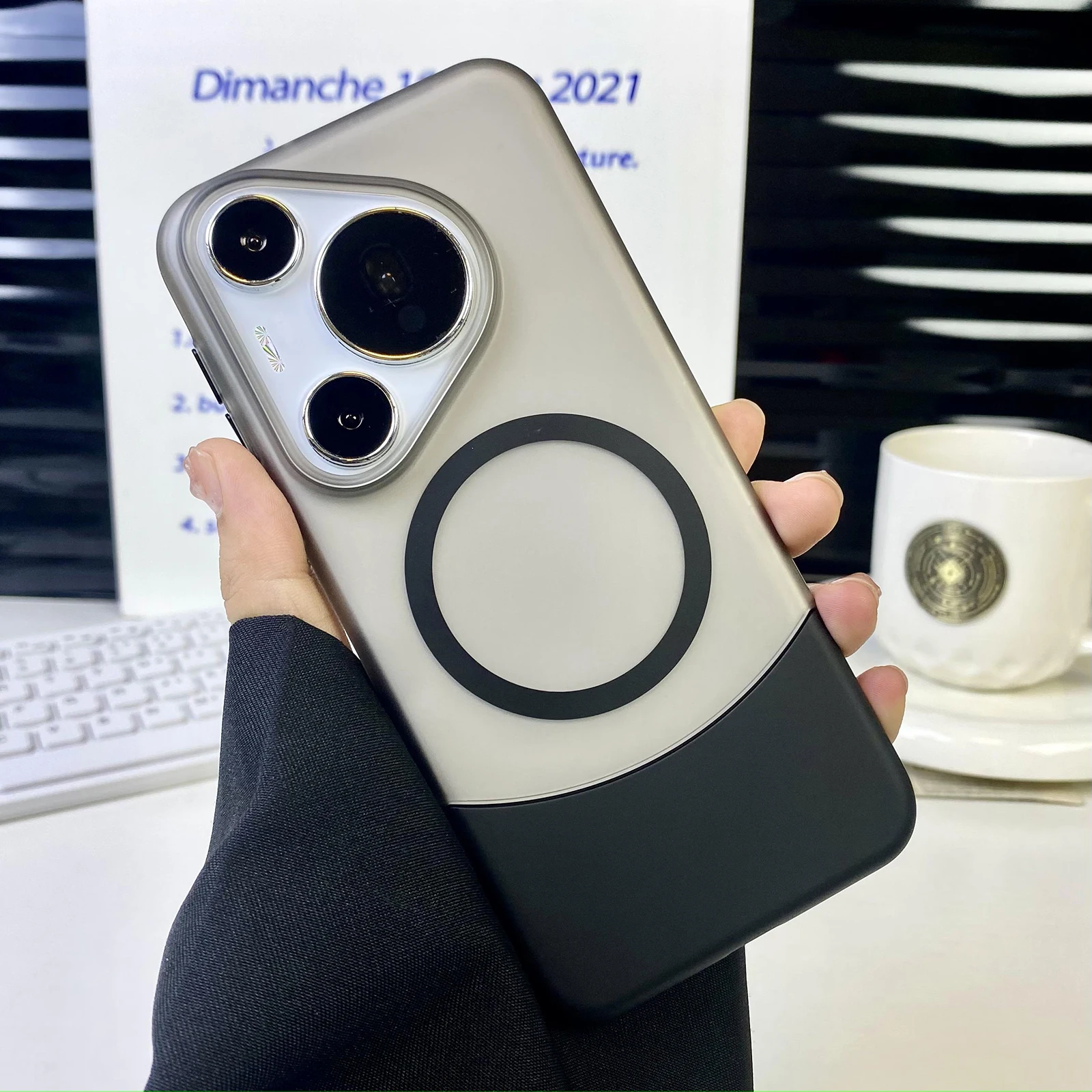 Luxury Matte Magnetic Phone Case with Wireless Charging and Shockproof Back Cover