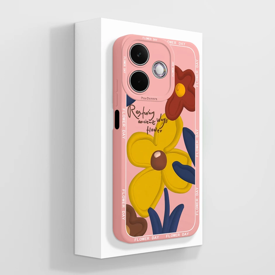 Artistic Flower Silicone Shockproof Phone Case - Soft Protective Back Cover