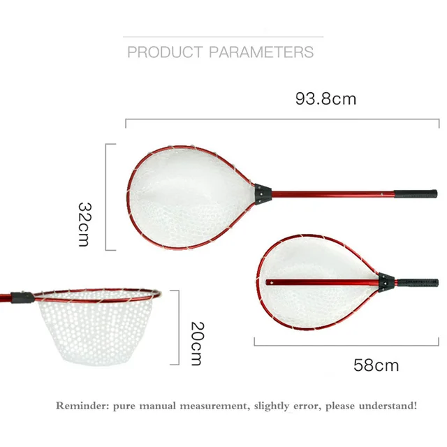 938mm Anti-hook Soft Silicone Fishing Hand Net Telescopic Aluminum Alloy Rod Sea Fishing Landing Nets Outdoor Sports Accessories 2