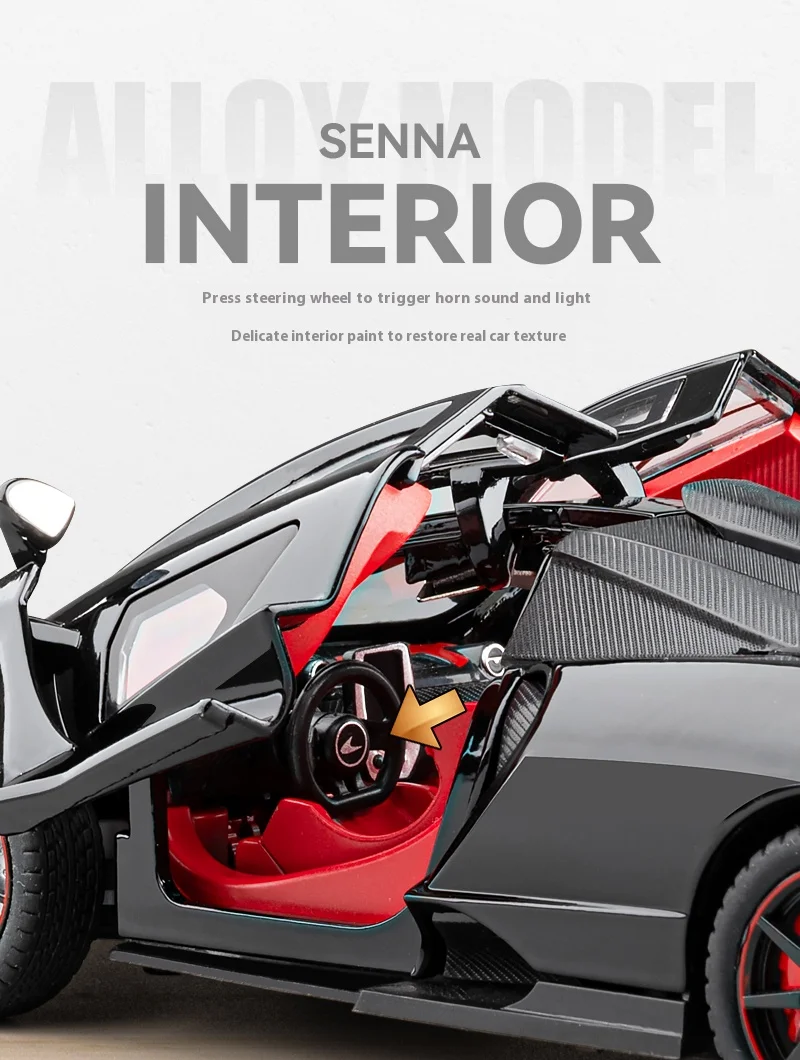 1:24 Mclaren Senna Super Sports Mini Gt Alloy Diecast Model Vehicle Simulation Sound &Amp; Light Birthday Gifts Box For Boyfriend