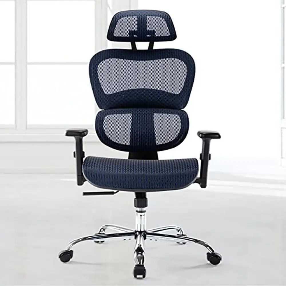

High Back Mesh Office Chair Adjustable Lumbar Support Executive Desk 3D Armrests Breathable Ergonomic