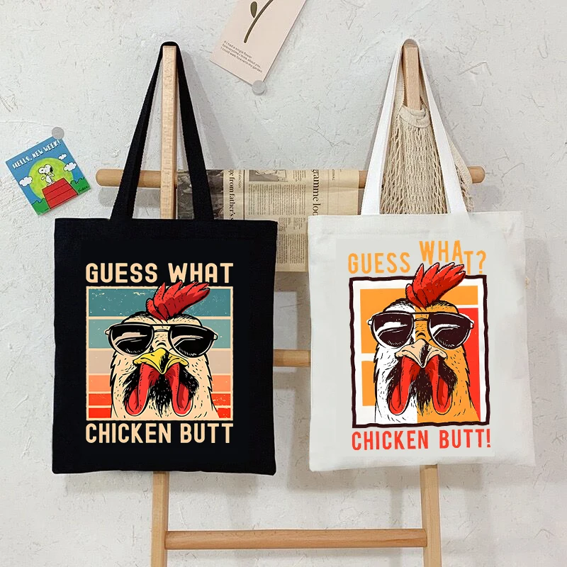 

Холщовая Сумка на плечо с рисунком «Угадай какая курица», легкая женская сумочка для хранения в стиле Харадзюку, в стиле хип-хоп, с животными, для подростков