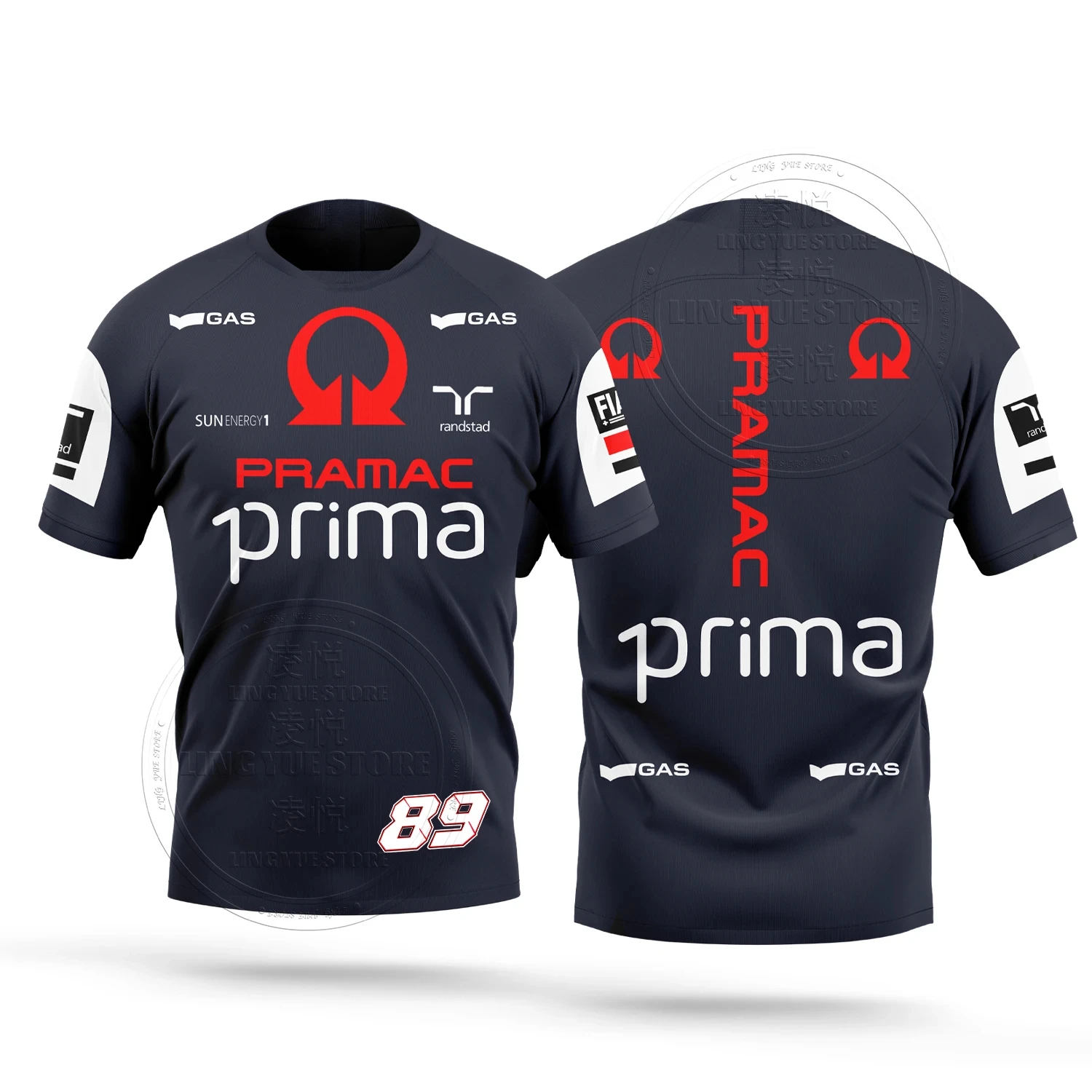 2024 New Grey Motorcycle Street Bike Tuta Pramac Team No. 89 Rider Martin Fan T-Shirt Casual