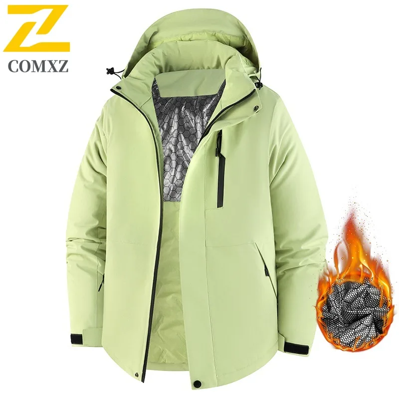 COMXZ Men Jacket Thicken Outdoor Adventure Windproof Warm Parka Casual Solid Color Travel Lightweight Cold Resistant Winter Coat