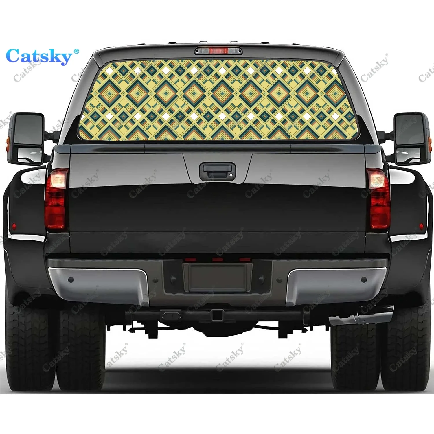 

Abstraction Geometry Line Rear Window Decals for Truck,Pickup Window Decal,Rear Window Tint Graphic Perforated Truck Sticker