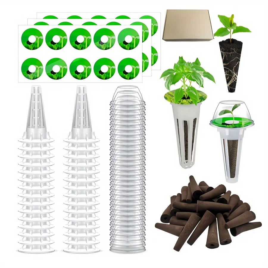 120pcs Hydroponic Garden Accessories Pod Kit Including Grow Baskets Transparent Insulation Lids Plant Grow Sponges Labels For Se hydroponic garden kit