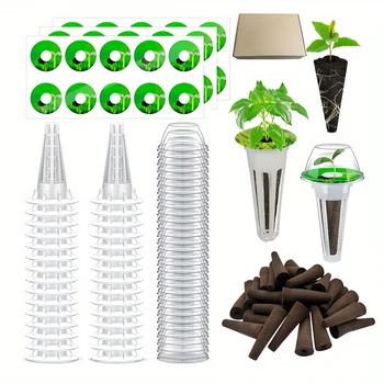 120-Piece Hydroponic Garden Kit with Grow Baskets, Sponges, Lids & Labels 1