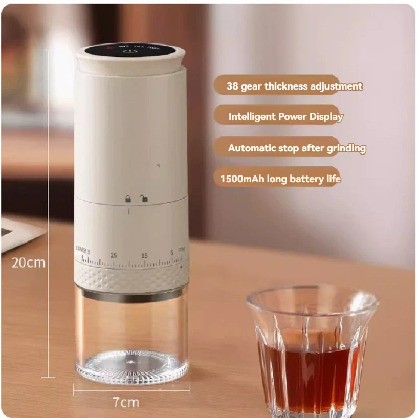 1500mAh Electric Coffee Grinder Externally Adjustable Type-C Charging Coffee Burr Grinder Bean Grinding Machine Coffee Maker 5