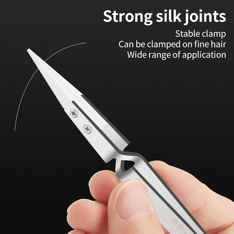 LUXIANZI 1PC Reverse Tweezers Stainless Steel Industrial Tweezers Tools Non-magnetic plastic ceramic Tip ESD Precision Forceps