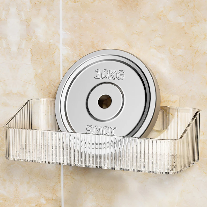 Wall Mounted Cosmetics Storage Rack No Hole Required Plastic Corner Shelf Organizer Bathroom Accessories Home Decor Easy Install 5