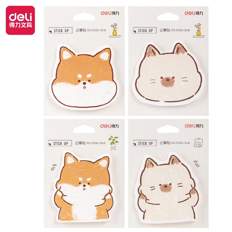 8Pcs Deli 21534 Kawaii Shiba Inu  Pad Notes Sticky Note Ahesive Memo Pads Office School Stationery