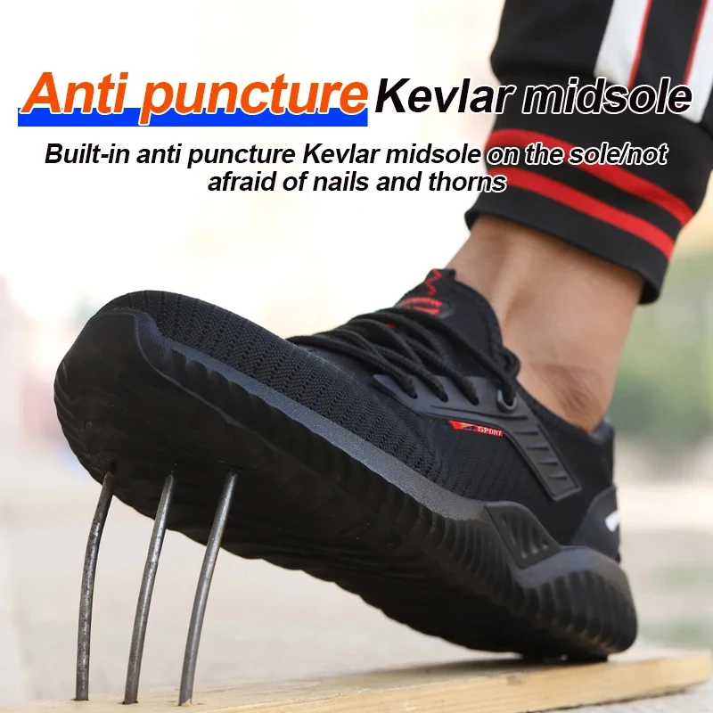 Safety Shoes MEN'S Headgear Steel Anti-crushing Work Tennis Light Polishing Test Indestructible