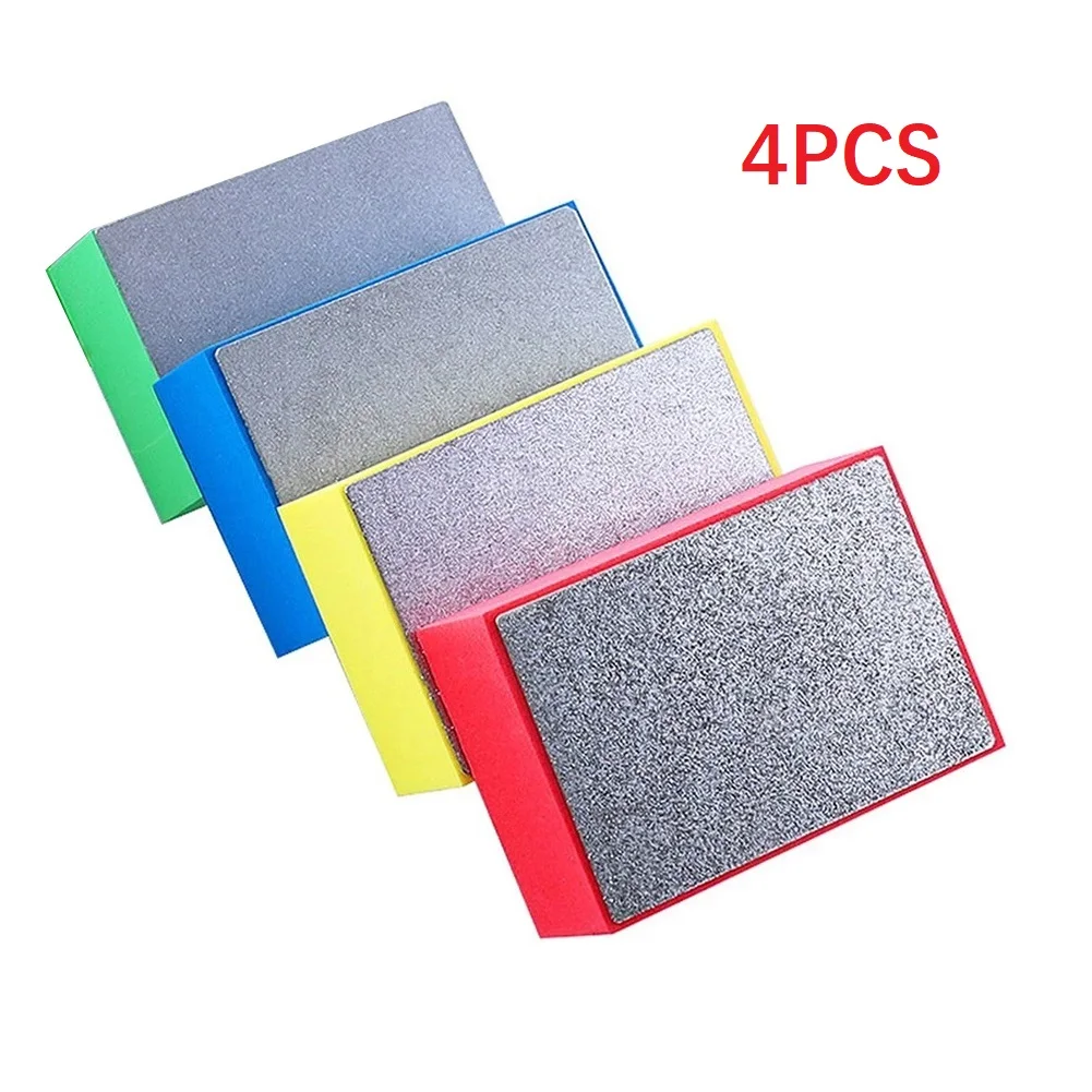 4pcs Diamond Hand Polishing Pads Tile Glass Abrasive Grinding Block Pad 90x55mm Stone Marble Ceramic Abrasive Sanding Disc kurstol diamond drill bits kit 6 8 10 20 25 28 35mm 35mm milling chamfer drilling tile porcelain ceramic granite marble stone