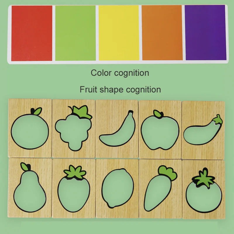 Wooden Montessori Early Education Fruit Vegetable Pairing Puzzle Kids Color Recognition Game Educational Toys For Children 3