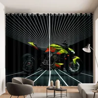 2 Panel Cool Motorcycle Print Curtain for Bedroom Studio Living Room Window Curtain for Floor-to-ceiling Window cortinas Drapes 2
