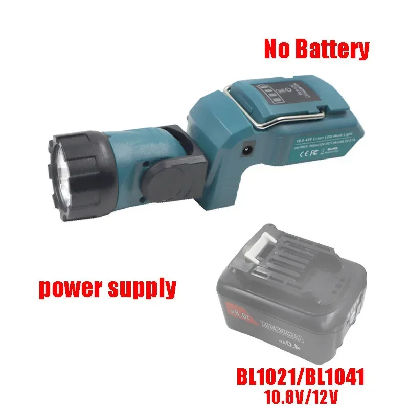 Portable LED Warning Light Spotlight Working Lamp USB Charger for Makita BL1021 BL1041 10.8V 12V Li-ion Battery